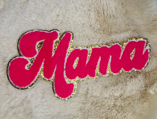 Chenille Patch mit goldener Kante "Mama"